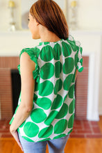 Load image into Gallery viewer, Green Polka-Dot Mock Neck Ruffle Sleeve Top
