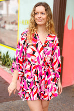 Load image into Gallery viewer, Magenta & Cherry Red Geo Surplice Romper