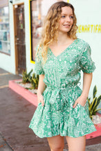 Load image into Gallery viewer, Sage Green Boho Surplice Pocketed Romper