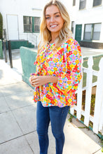 Load image into Gallery viewer, Chasing Dreams Ribbon Tie Bow Babydoll Puff Elastic Sleeve Floral Top