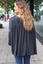 Load image into Gallery viewer, Casual Chic V Neck Yoke Modal Knit Top in Charcoal