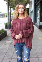 Load image into Gallery viewer, Casual Chic V Neck Yoke Modal Knit Oversized Top in Wine