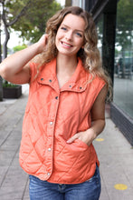 Load image into Gallery viewer, Weekend Ready Rust High Neck Snap Button Quilted Puffer Vest