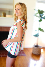 Load image into Gallery viewer, Along The Way Multicolor Striped Raglan Flutter Sleeve Top