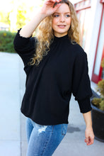 Load image into Gallery viewer, Black Smocked Three Quarter Sleeve Tie Back Top