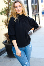 Load image into Gallery viewer, Black Smocked Three Quarter Sleeve Tie Back Top