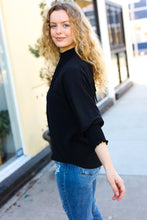 Load image into Gallery viewer, Black Smocked Three Quarter Sleeve Tie Back Top