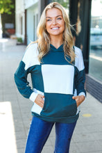 Load image into Gallery viewer, Hunter Green Color Block Outseam Stitch Terry Knit Hoodie