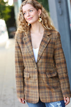 Load image into Gallery viewer, Make It Happen Spice Plaid Tailored Collar Lapel Blazer