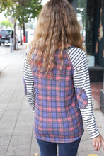 Load image into Gallery viewer, Feeling Playful Plaid/Stripe Outseam Stitch Elbow Patch Pullover
