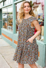 Load image into Gallery viewer, Feeling Bold Taupe Leopard Print Tiered Ruffle Sleeve Woven Dress