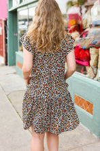 Load image into Gallery viewer, Feeling Bold Taupe Leopard Print Tiered Ruffle Sleeve Woven Dress