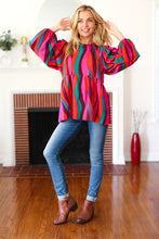 Load image into Gallery viewer, Rust & Berry Abstract Print Babydoll Air Flow Woven Top