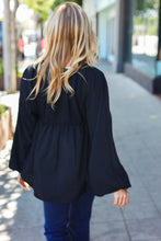 Load image into Gallery viewer, Simple Elegance Black V Neck Babydoll Woven Top