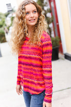 Load image into Gallery viewer, Be Bold Flame & Magenta Striped Cable Knit Print Hacci Top