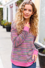 Load image into Gallery viewer, Bring Joy Magenta Multicolor Textured Waffle Knit Sweater