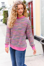 Load image into Gallery viewer, Bring Joy Magenta Multicolor Textured Waffle Knit Sweater