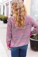 Load image into Gallery viewer, Bring Joy Magenta Multicolor Textured Waffle Knit Sweater