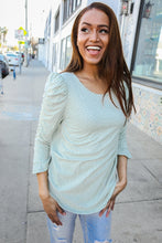 Load image into Gallery viewer, Dazzle in Grey Animal Print Ruched Sleeve Round Neck Top