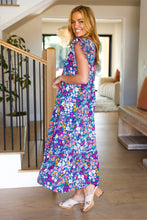 Load image into Gallery viewer, Just A Dream Floral Smocked Ruffle Sleeve Maxi Dress in Navy