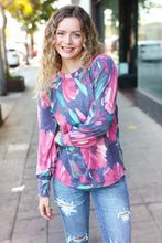 Load image into Gallery viewer, On My Heart Floral Brushed Hacci Sweater Top in Navy