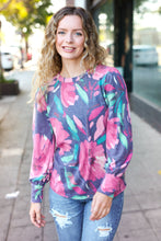 Load image into Gallery viewer, On My Heart Floral Brushed Hacci Sweater Top in Navy