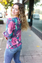 Load image into Gallery viewer, On My Heart Floral Brushed Hacci Sweater Top in Navy