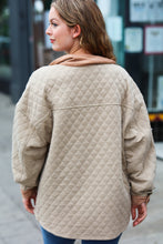 Load image into Gallery viewer, Eyes On You Taupe Quilted Knit Button Down Shacket