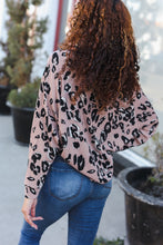 Load image into Gallery viewer, Be Bold Beige Rib Animal Print Button Placard Dolman Pullover