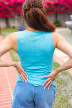 Load image into Gallery viewer, Summer Days Melange Ribbed Henley Button Down Tank in Ice Blue