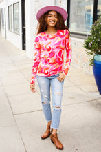 Load image into Gallery viewer, Find Love Red/Pink Fitted Floral Print Buttery Soft Knit Top