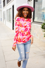 Load image into Gallery viewer, Find Love Red/Pink Fitted Floral Print Buttery Soft Knit Top
