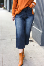 Load image into Gallery viewer, JUDY BLUE Dark Wash Mid Rise Cropped Wide Leg Jeans