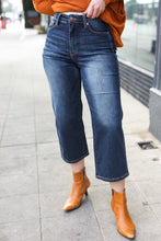 Load image into Gallery viewer, JUDY BLUE Dark Wash Mid Rise Cropped Wide Leg Jeans