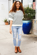 Load image into Gallery viewer, You've Got This Ivory & Black Wavy Stripe Pattern Sweater Top