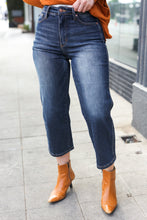 Load image into Gallery viewer, JUDY BLUE Dark Wash Mid Rise Cropped Wide Leg Jeans
