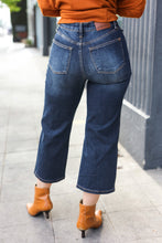 Load image into Gallery viewer, JUDY BLUE Dark Wash Mid Rise Cropped Wide Leg Jeans