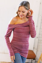 Load image into Gallery viewer, Burgundy Two Tone Hacci One Shoulder Top