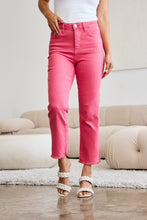 Load image into Gallery viewer, RFM "Dylan" Tummy Control High Waist Straight Leg Cropped Raw Hem Jeans in Sunkissed