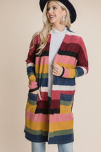 Load image into Gallery viewer, Color Block Striped Open Front Cardigan