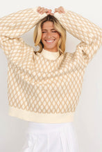 Load image into Gallery viewer, Diamond Pattern Mock Neck Long Sleeve Sweater