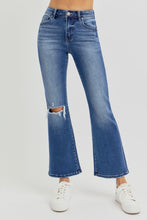 Load image into Gallery viewer, RISEN Distressed High Rise Crop Flare Jeans