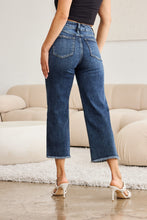 Load image into Gallery viewer, RFM "Chloe" Tummy Control High Waist Cropped Wide Leg Raw Hem Jeans in Dark Wash