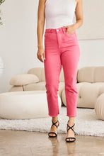 Load image into Gallery viewer, RFM "Dylan" Tummy Control High Waist Straight Leg Cropped Raw Hem Jeans in Sunkissed