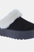 Load image into Gallery viewer, Thick Bottom Fur Trim Snow Slippers in Black