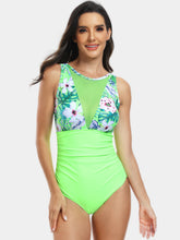 Load image into Gallery viewer, Cutout Printed Round Neck One-Piece Swimwear  (multiple color options)
