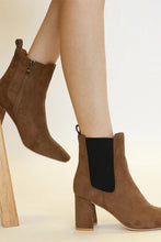 Load image into Gallery viewer, Faux Suede Block Heel Chelsea Boots with Elastic Side Panel