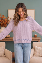 Load image into Gallery viewer, Lavender Love Whipstitch Knit Sweater