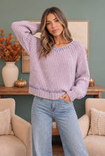 Load image into Gallery viewer, Lavender Love Whipstitch Knit Sweater