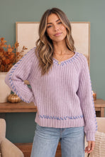 Load image into Gallery viewer, Lavender Love Whipstitch Knit Sweater
